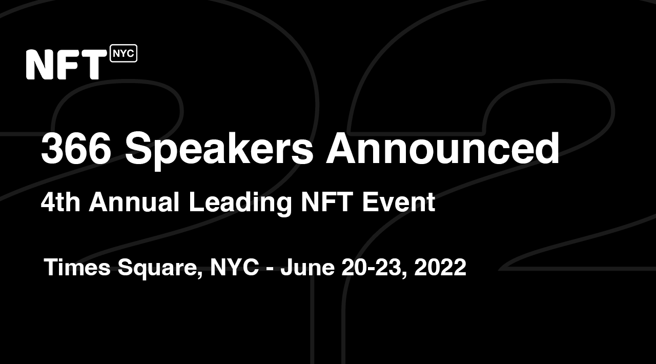 graphique montrant l'annonce des conférenciers de NFT.NYC