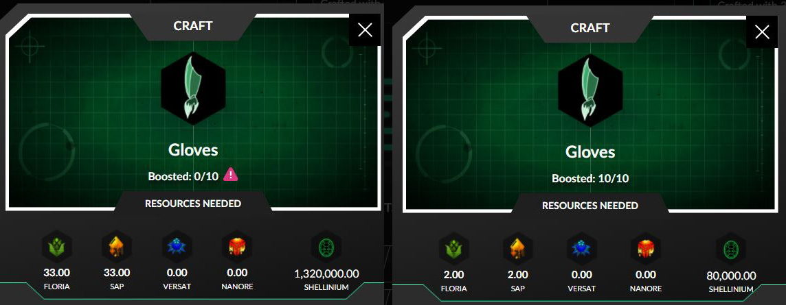 Comparaison des bonus de boost Green Rabbit Greenprint