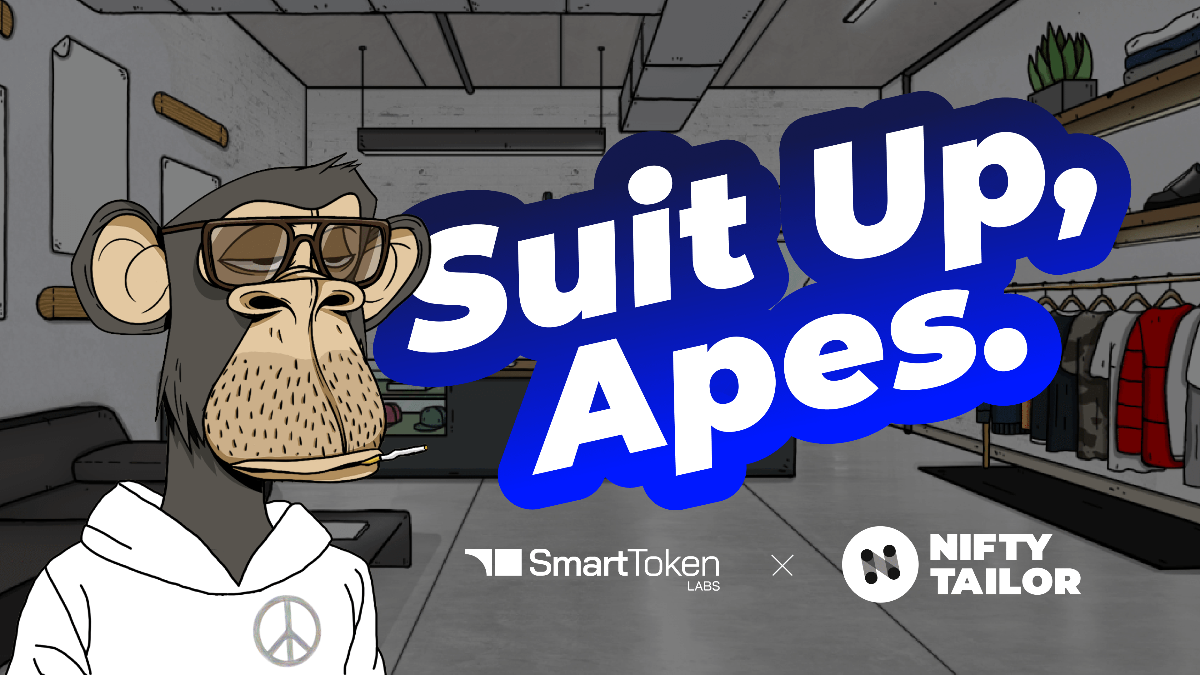 Image promotionnelle pour Nifty Tailor x Smart Token Labs avec un Bored Ape NFT