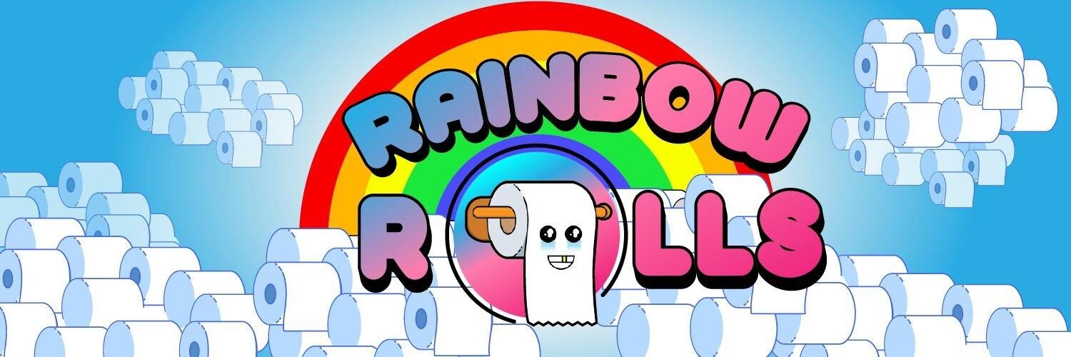 Bannière Rainbow RollsTwitter avec des NFT de papier toilette