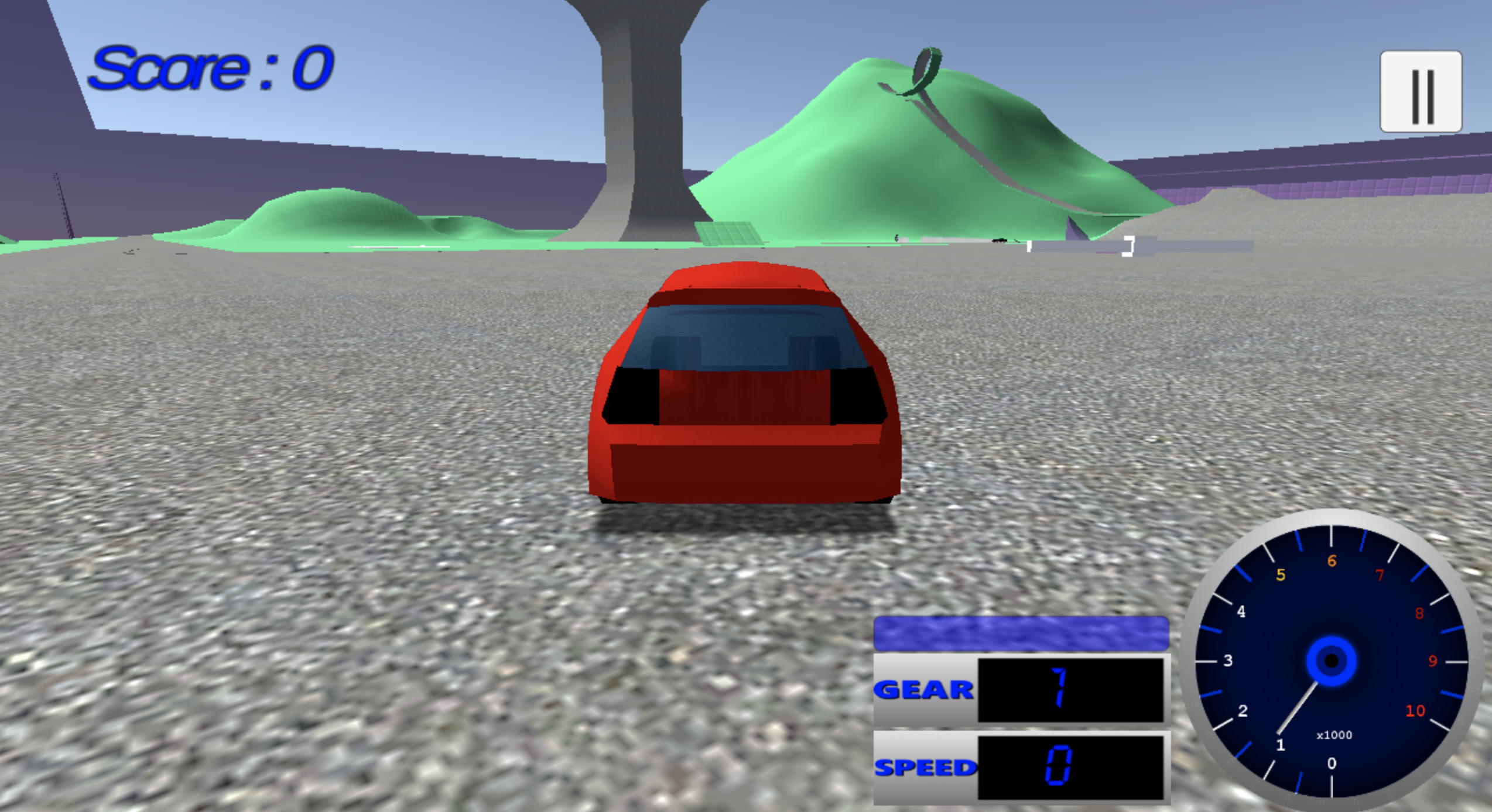 Image d'un jeu de voiture simulateur de cascade avec une voiture rouge et un tableau de bord Jeux débloqués pour 2 joueurs