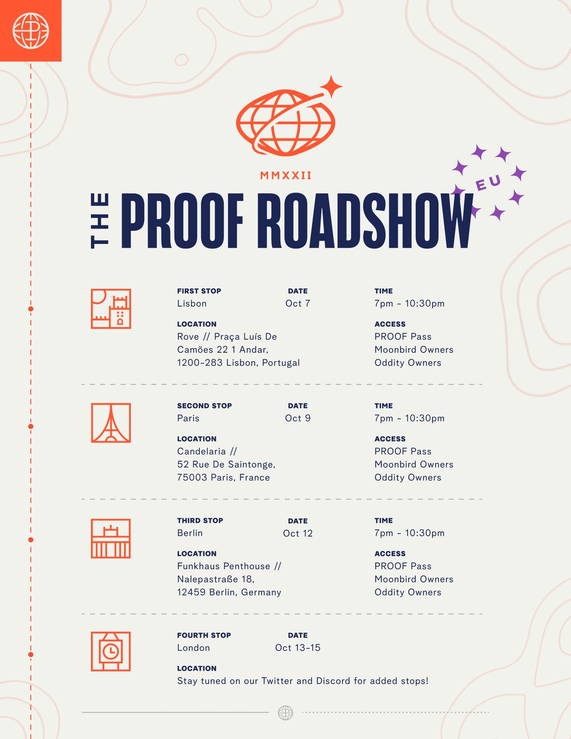 affiche du roadshow du collectif proof en europe en octobre