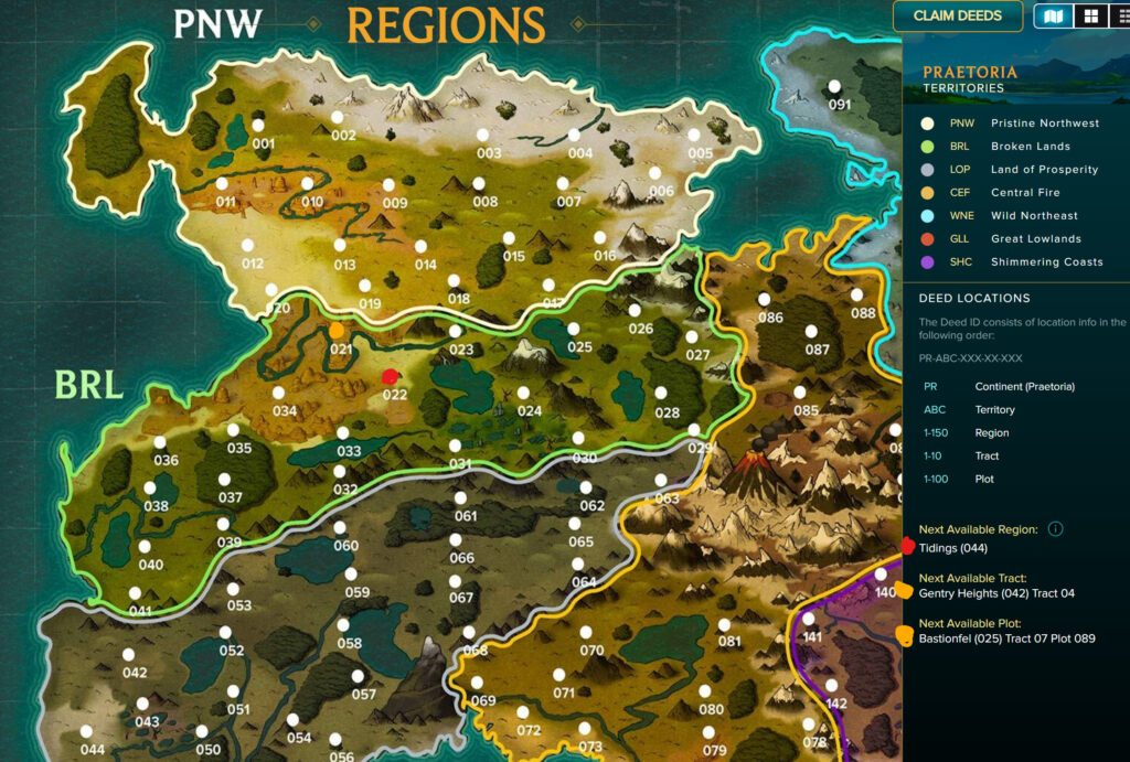 Capture d'écran de la revendication territoriale du serveur de test