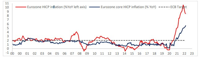 Inflation de l'euro : (Source : Macroscope)