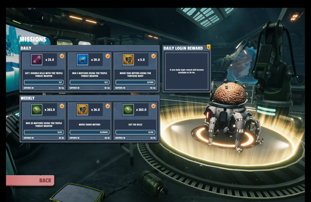 nouvelle interface Missions dans Spider Tanks
