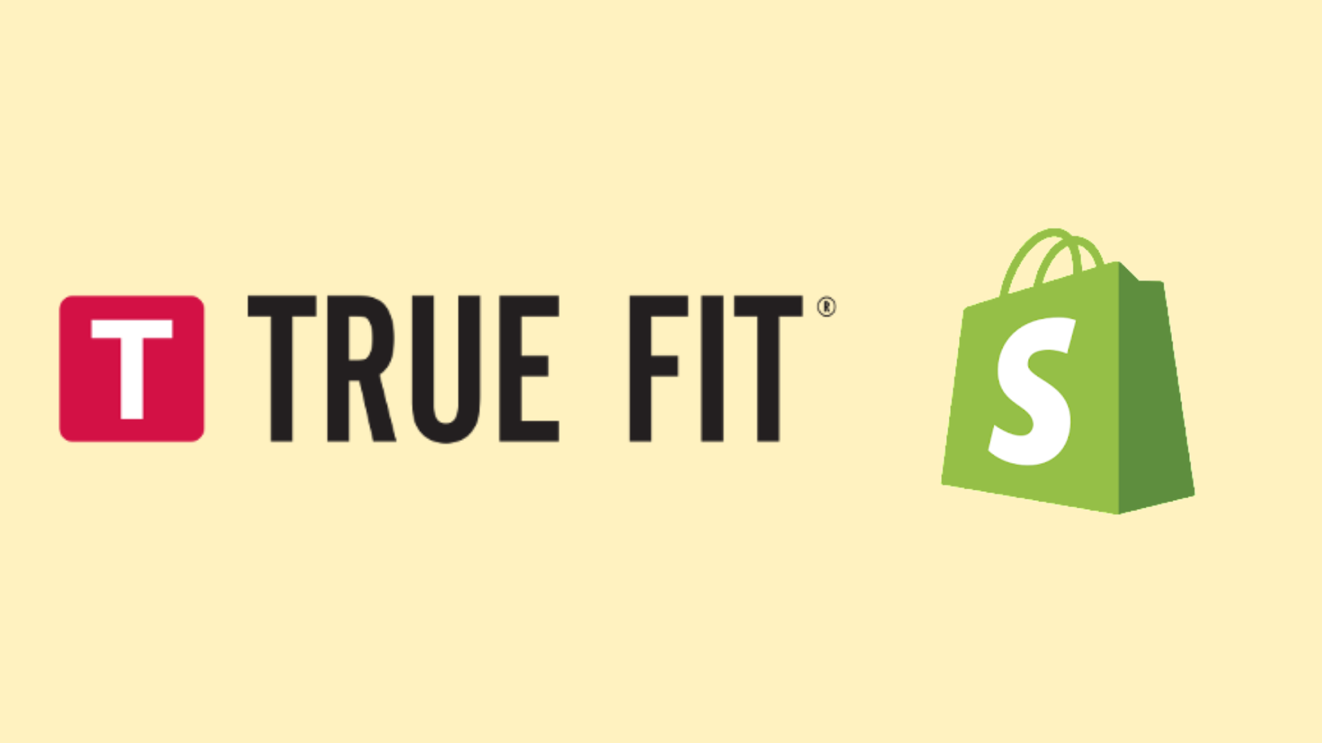logos True Fit et Shopify, impliquant leur dernière collaboration pour l'intégration de l'IA
