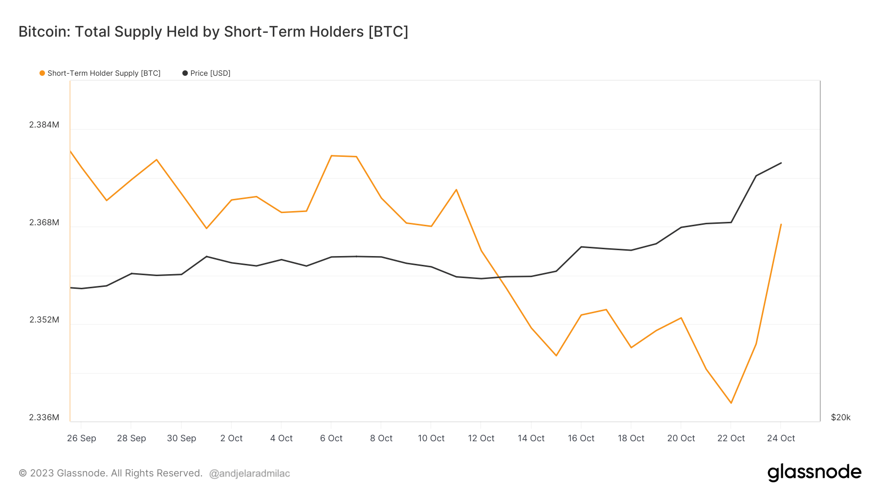 détenteur à court terme d'approvisionnement en bitcoins 1mo