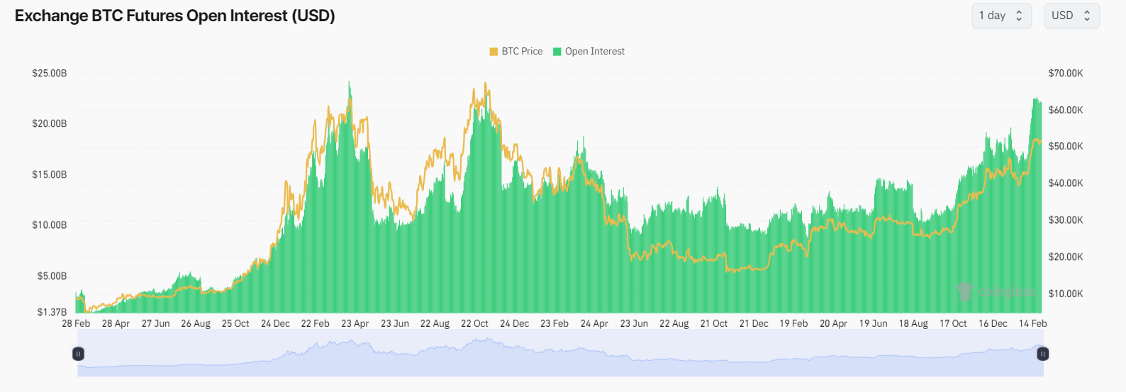 Intérêt ouvert BTC : (Source : Coinglass)